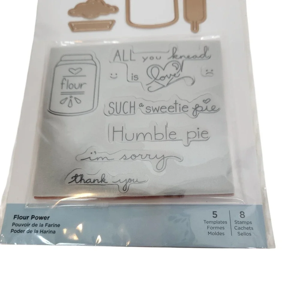 Spellbinders Flour Power Stamp & Die Template Set 5 Dies 8 Stamps Baking SDS-124